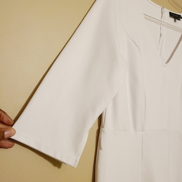 Eloquii | Classic White V-Neck 3/4 Length Sleeve Sheath Dress (Size 14) - Picture 6 of 16